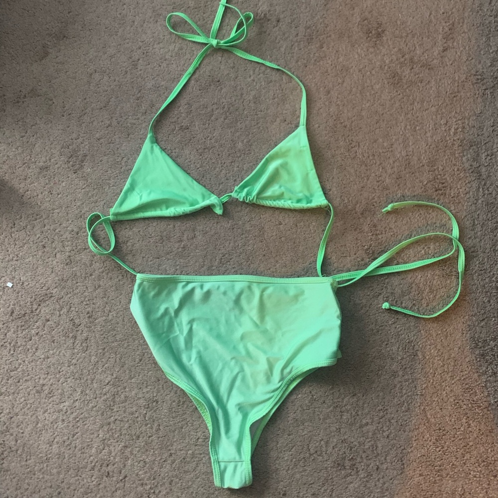 Pastel Green high waist Bikini Set